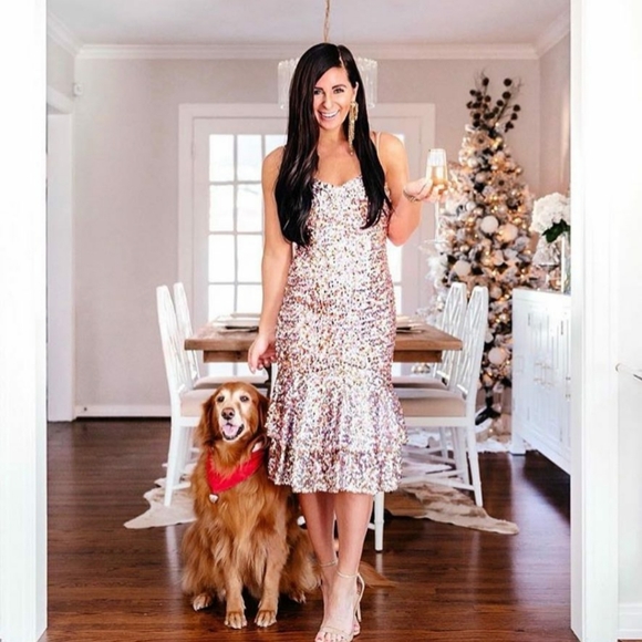 New ADRIANNA PAPELL Shiny Trumpet Holiday Dress - Picture 7 of 11